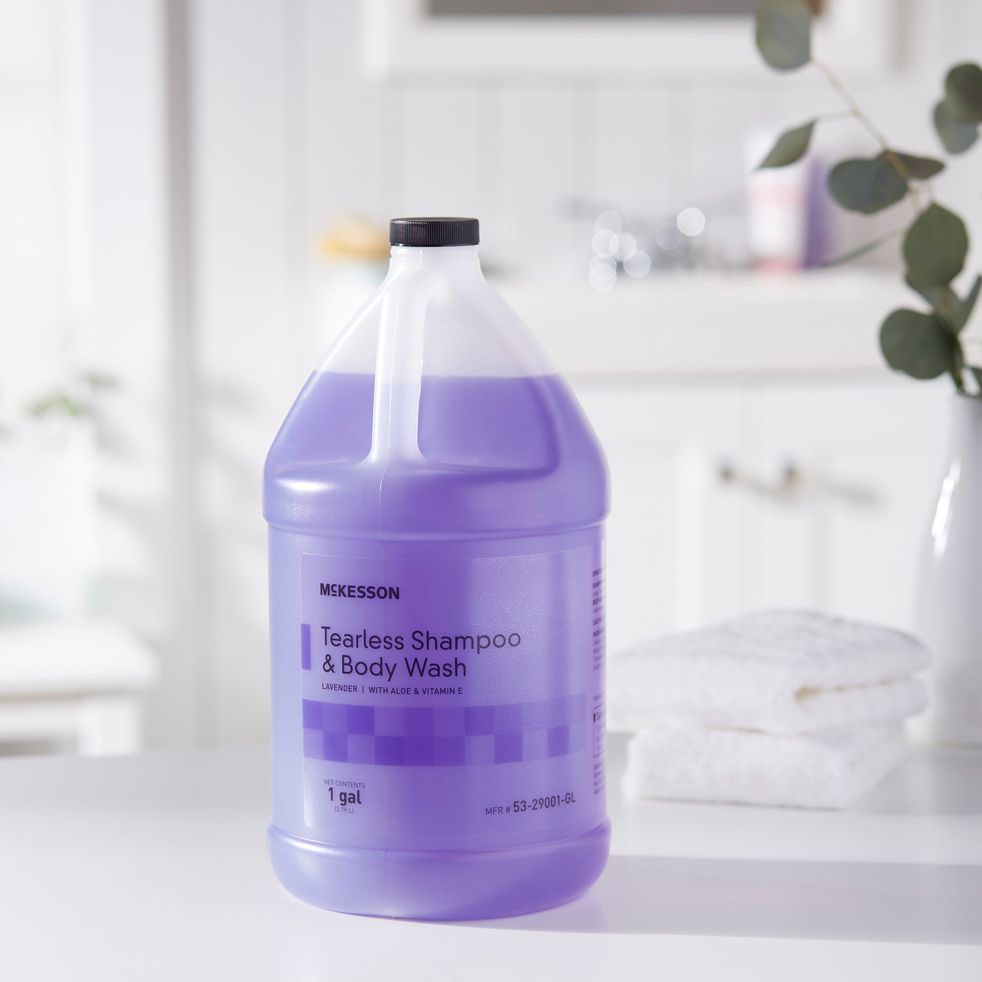 McKesson Tearless Shampoo and Body Wash with Aloe for Fragile Hair, Hydrating & Moisturizing - Lavender, 1 Gallon Jug, 1 Count