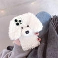 thumbnail image 3 of Compatible with iPhone 15 Pro Max Case Cute Plush Furry Dog Phone Case for Women Girls Girly 3D Cartoon Kawaii Case Soft TPU Shockproof Protective Cover, White, 3 of 7