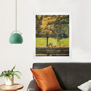 Triptych 20"x24" Autumn Maple Forest Oil Painting Set | Natural Wood Framed, Warm-Toned Landscape Art for Living Room/Study，3 pack