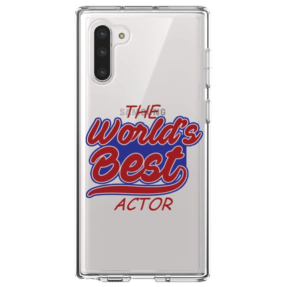 DistinctInk Clear Shockproof Hybrid Case for Samsung Galaxy Note 10 (6.3" Screen) - TPU Bumper Acrylic Back Tempered Glass Screen Protector - The World's Best Actor