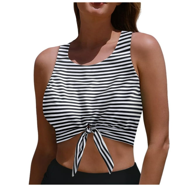 Kcodviy Ensemble Court à Découpes avec Lien pour Femme Maillot de Bain pour Femme Nœud devant Col Montant Hauts de Maillot de Bain pour Femmes Moyen Débardeur Court Haut de Bikini Shorts de Planche pour Femme Haut de Maillot de Bain Long