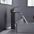 thumbnail image 6 of sumerain Waterfall Vessel Sink Faucet, Lead-free Stainless Steel Single Hole Modern Tall Bathroom Faucet Black and Gold, 6 of 11