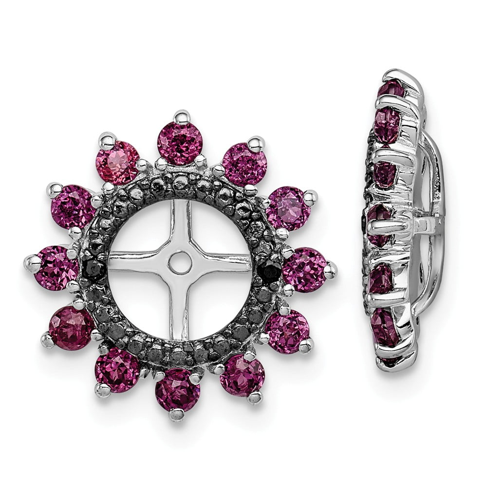 White Sterling Silver Earring Jackets & Enhancers (06) June Women'S Rhodolite Round Red