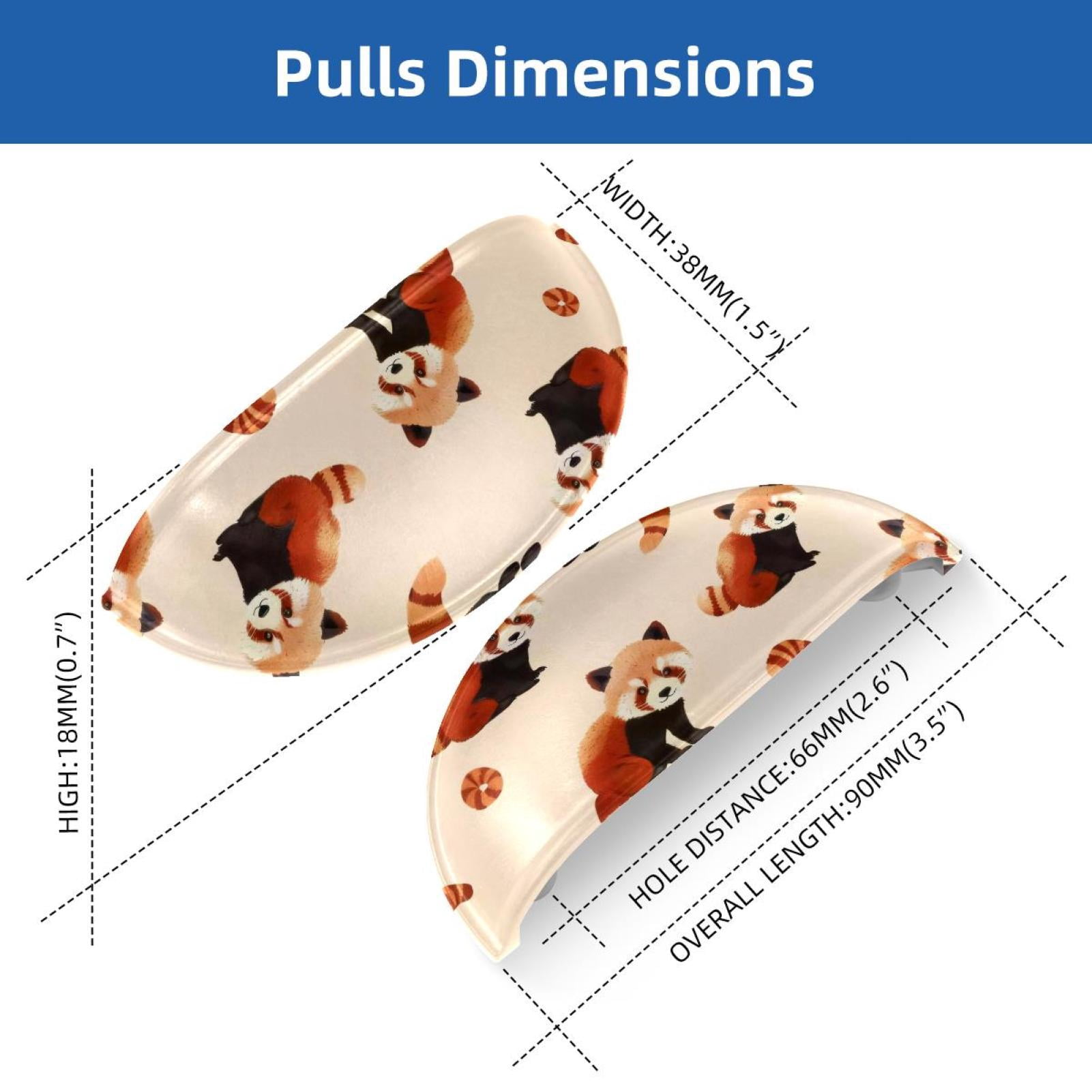 PhooArto 6 Pcs Cup Drawer Pulls, Cute Red Panda Pattern Shell Shape Handles Cabinet Knobs for Dresser Cupboard Closet Wardrobe with Screws