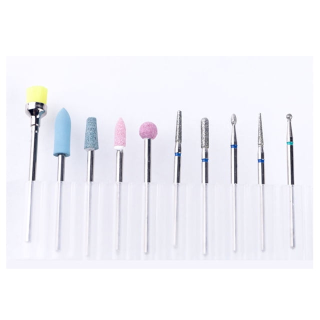 10-Piece Alloy Manicure Grinding Head Kit (Set A) - 2.35mm Handle Diameter, Multiple Styles for Fast Nail Removal, High Hardness, Non-Damaging to Natural Nails, Complete Specifications with Storage