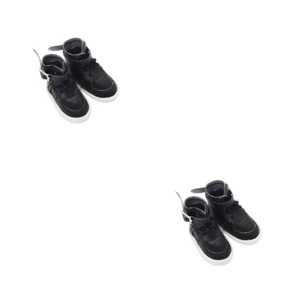 Vogacara Muñeca Zapatos decorativos Niños Diseño simple Juguete deportivo Zapato alto Juguete Estilo casual Bota Regalo de cumpleaños Negro Negro 2piezas