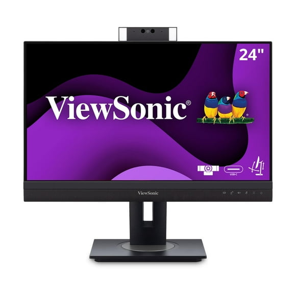 ViewSonic VG2457V 24 Inch 1080p Video Conference Docking Monitor with Windows Hello Compatible IR Webcam, Advanced Ergonomics, and 90W USB C for Home and Office