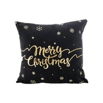Luoshdecor Gold and Black Throw Pillow Covers 18x18 in,Merry Christmas Pillow Cases Square Decorative Cushion for Outdoor Home Bed Sofa Couch