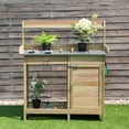 thumbnail image 3 of Costway Outdoor Potting Bench Garden Wooden Work Station Metal Tabletop Cabinet Drawer, 3 of 10