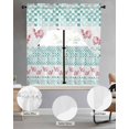 thumbnail image 2 of Green Plaid Farmhouse Swag Kitchen Curtains Sets for Windows 24 Inch Length, Watercolor Cute Country Pigs Checkered Short Window Curtain Swags Valances and Tiers 3 Piece Set for Cafe/Dining Room, 2 of 5