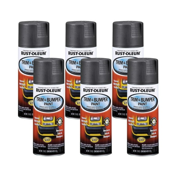 6-Pack of 11 oz Rust-Oleum Brands 251574 Black Automotive Trim & Bumper Spray Paint
