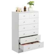 UBesGoo 7 Drawer Wood Dresser for Bedroom, Chest of Drawers, Storage Organization Unit for Clothing, White