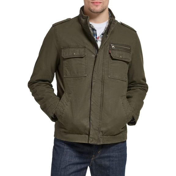 Men's Levi's® Cotton Filled Military Jacket Color: Olive Size: S