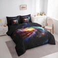 thumbnail image 2 of Manfei Glowing Spiral Galaxy 7-Piece King Bedding,Celestial Stars King Bed in a Bag,Black,Black Reversible, 2 of 7