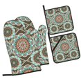 thumbnail image 2 of YFYANG Oven Mitts and Pot Holders Sets 4 Pieces, Non-Slip Heat Resistant Blue Vintage Abstract Geometry Kitchen Glove Pot Mat for Cooking and Baking, 2 of 8