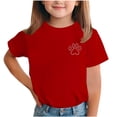 thumbnail image 3 of PIWHJQK Girls'Short Sleeve T Shirts Casual Comfortable Tees Boys Girls Solid Short Sleeve Crew Neck Top With Rhinestone Print Summer Tops, 3 of 6