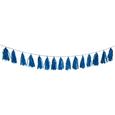 Tissue Paper Tassel Garland, 9 ft, Royal Blue, 1ct