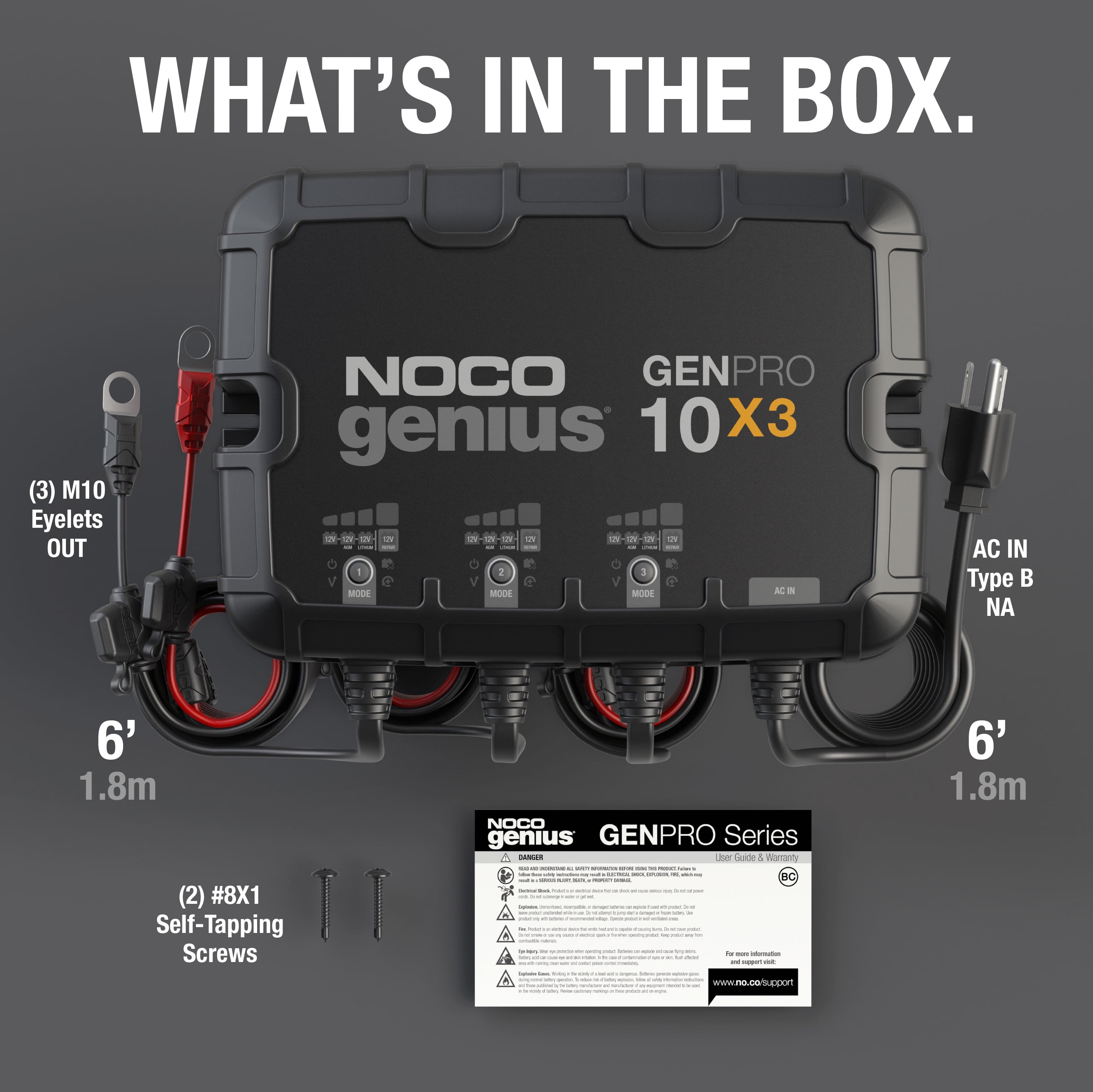 NOCO GENPRO10X3 12V 3-Bank 30-Amp On-Board Battery Charger