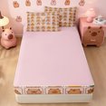 thumbnail image 4 of meiyoeat meiyoeat Capybara Alphabet Gifts Zipper Twin Comforter Sets with Fitted Sheet and 2 Pillowcases,Cartoon Initial Letter M Zipper Bedding Set,Pink Reversible,4-Piece, 4 of 7
