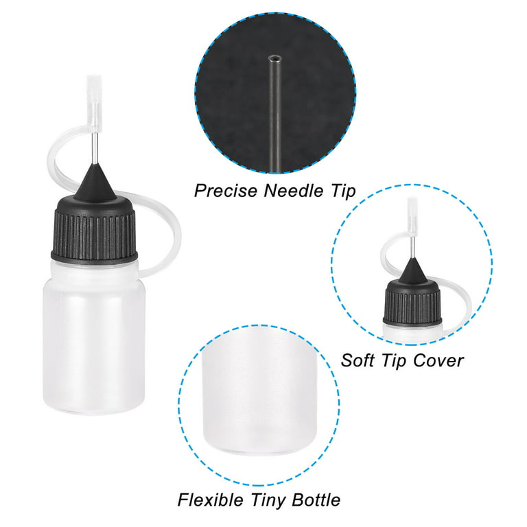Uxcell Precision Needle Tip Plastic Applicator Bottle 5ml with 5 Colors  Cap, 30 Count 