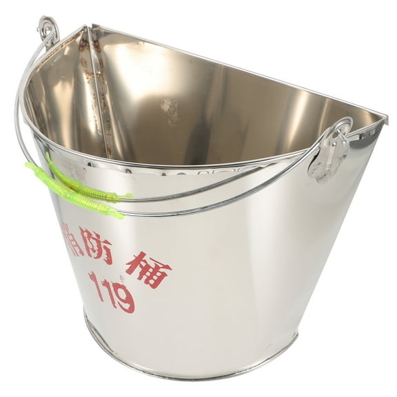 FRCOLOR  Emergency Sand Bucket Automotive Fire Extinguisher Beach Camping Gear Silver