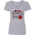 thumbnail image 3 of Inktastic Ladybug Hugs with Cute Ladybug and Flowers Women's V-Neck T-Shirt, 3 of 5