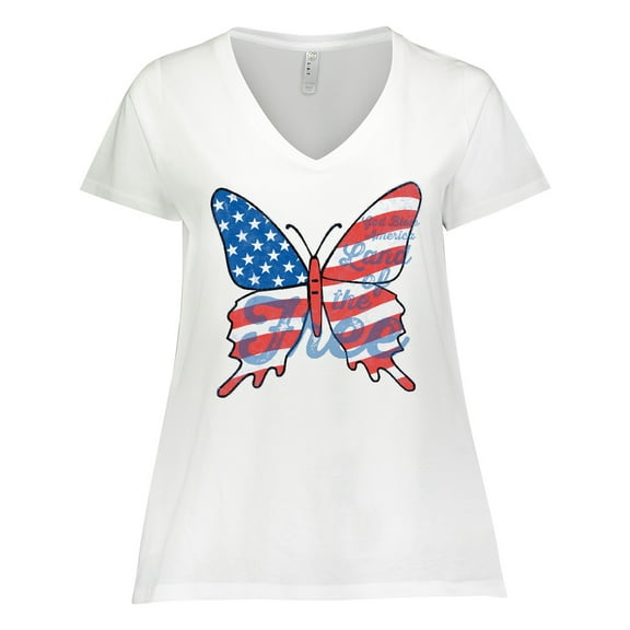 Inktastic Patriotic Butterfly Women's Plus Size V-Neck T-Shirt
