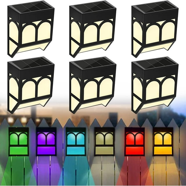 Luces solares para jardín al aire libre, luces decorativas impermeables con energía solar para terraza, valla, patio, escaleras, paisaje, patio y entrada (blanco cálido/cambio de color, 6 unidades) TUNC Sencillez