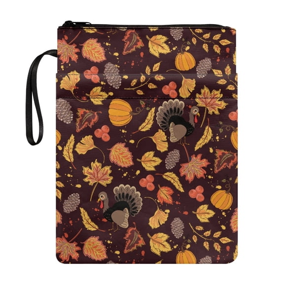 HELLHERO Pumpkin Rooster Bible Case Bag with Waterproof Polyester Notebook Wraps with Handle for Paperbacks Church Bible Bag Book Organzoer Holder
