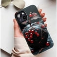 thumbnail image 5 of Elegant Black Apple-Shaped Phone Case with Red Berry Decor for Women Men Holiday Gift Compatible with iPhone 11/12/13/14/15/16 (Pro Max/Plus), 5 of 9