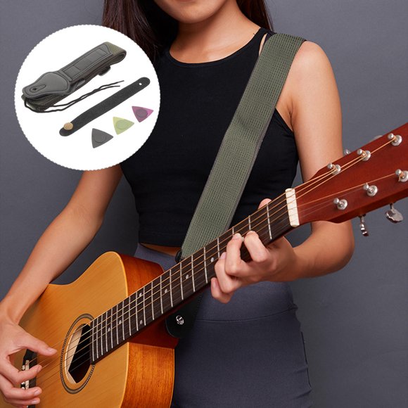 ADDHAT 1Jgo Correa Decorativa Para Guitarra En Verde Con Material Antidesgaste