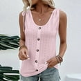 thumbnail image 2 of Womens Summer Tank Tops U Neck Sleeveless Tie Knot Strap Eyelet Cami Tee Shirts Solid Casual Button Down Tanks Blouses, 2 of 7