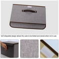 thumbnail image 5 of PiccoCasa Linen Foldable Storage Bins with Lid and Faux Leather Handles, Gray Small, 5 of 6