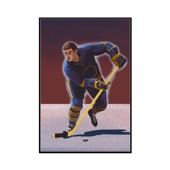 Hockey Player - Lantern Press Artwork (16x24 Framed Gallery Wrapped Stretched Canvas)