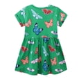thumbnail image 3 of WIBACKER 2-7T Little Girl Short Sleeve Dress Butterfly Cotton Casual Tunic Shirt Dresses, 3 of 5