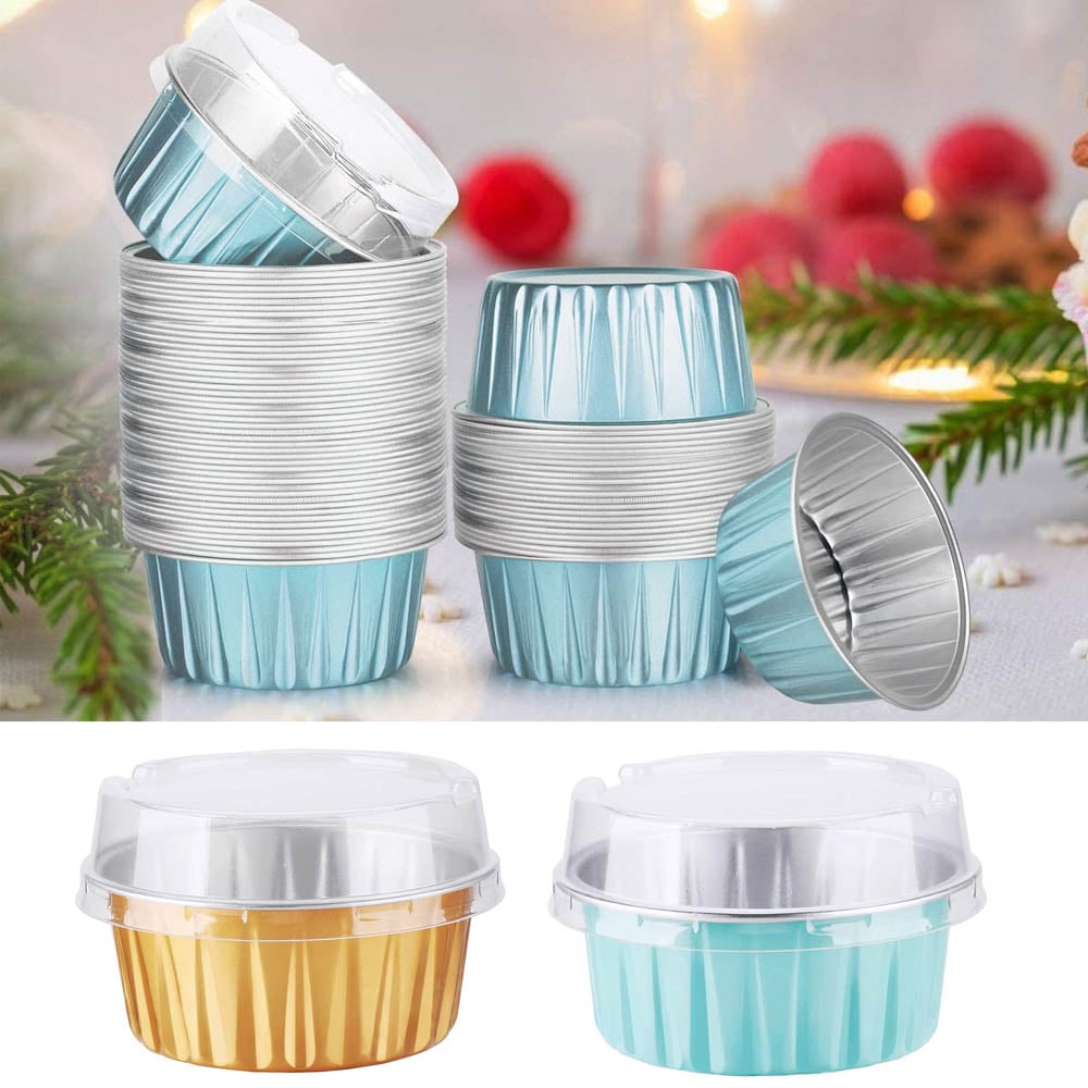 Cupcake Liners, Muffin Liners Cups with Lids 30pcs, Creme Brulee