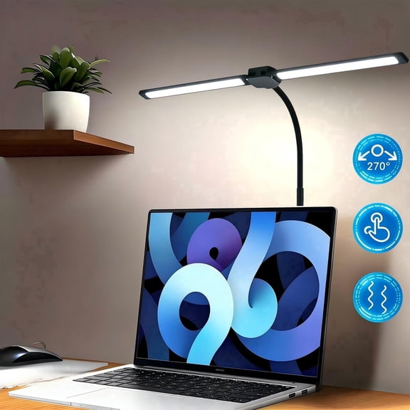 Afaoiry LED Desk Lamp for Home Office - 18W Auto Dimming Monitor Light Bar with Touch Control, 10-Level Dimmable Desk Decor for Women