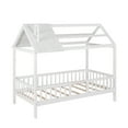 thumbnail image 4 of [Luckynote]Twin Size Wood House Bed with Fence,White, 4 of 13