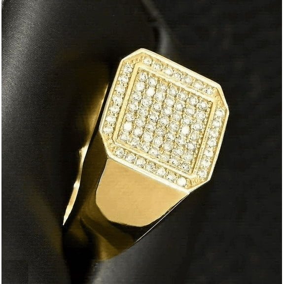 Forever Jewels 2Ct Round Cut Moissanite Men Wedding Band Ring 14K Yellow Gold Plated