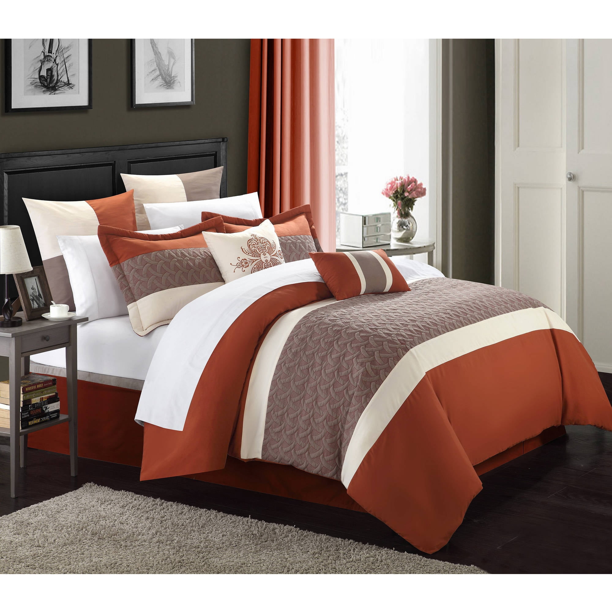 Chic Home 8 Piece Luana Quilted Embroidered Comforter Set Chic Home 8 Piece Luana Quilted Embroidered Comforter Set