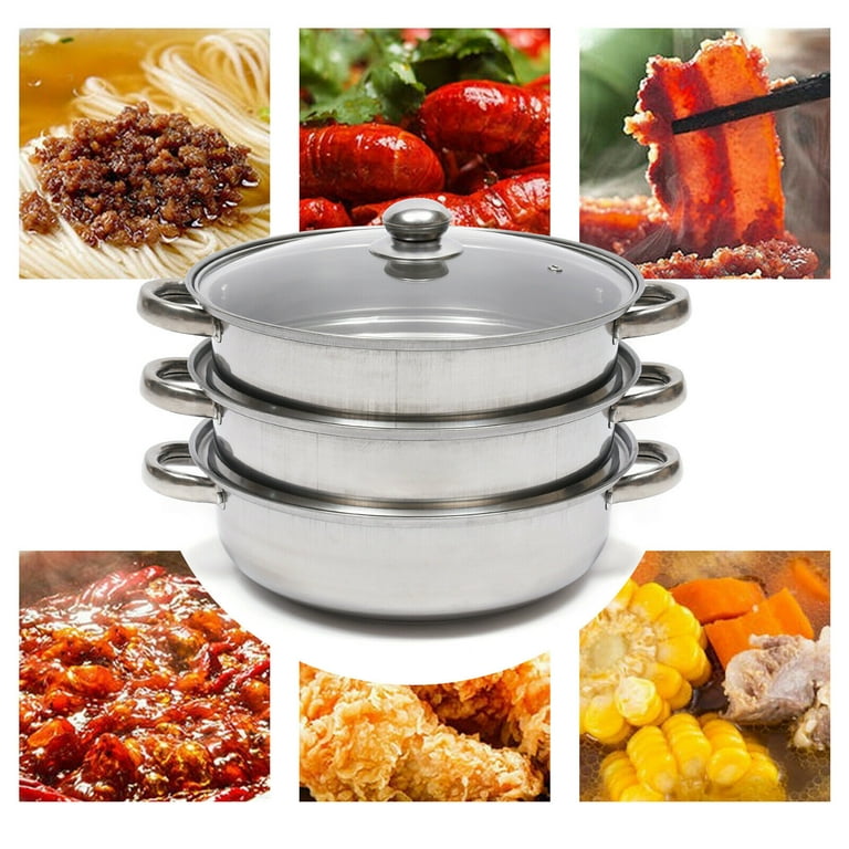 DOITOOL Stainless Steel Steamer Pots, 5 Tier Steamer Cooking Pots, Steam  Soup Pots with Lid, Cookware Steaming Pots (5 Layers 28cm)
