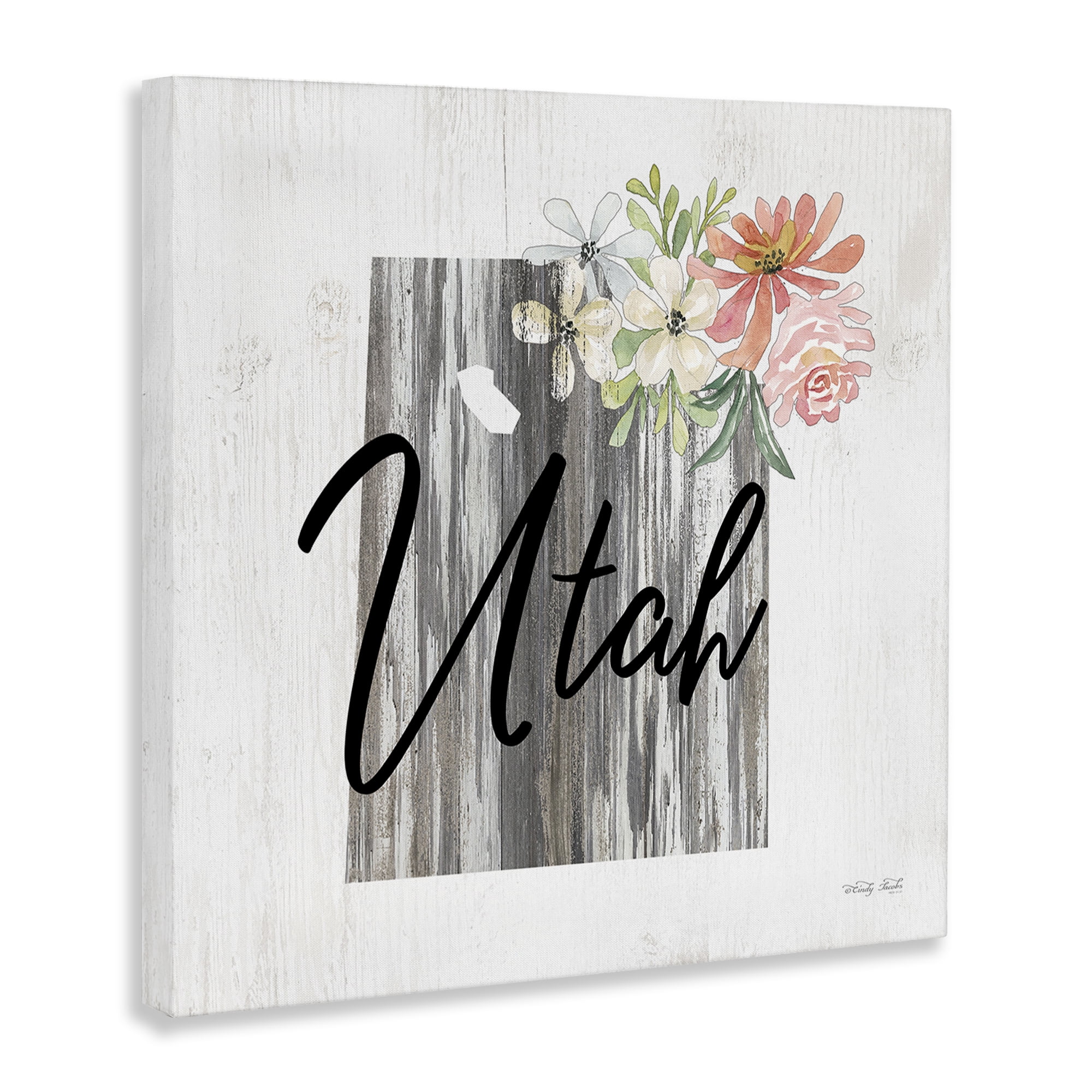 Stupell Industries Shabby Chic Utah Botanical & Floral Painting Gallery Wrapped Canvas Art Print Wall Art, 30 x 30