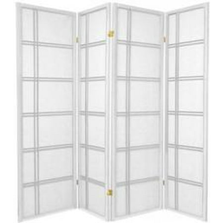 4 Panel Screen China - Legacy Decor 4 Panel Double Cross Shoji Screen Room Divider, White Color