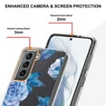 thumbnail image 4 of Allytech Galaxy S21 Case, Flower Series Clear Crystal Rubber TPU Back Cover Anti-yellow Shockproof Heavy Duty Protection Antis-scratch Case Cover for Samsung Galaxy S21, Blue Flower, 4 of 5