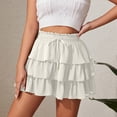 thumbnail image 2 of larppty Women's Multi-Layered Ruffle Skort with Beaded Drawstring - High Waisted Flowy Mini Skort for Country Concert, Golf, Tennis, Teen Girls & Casual Wear（White， L）, 2 of 6