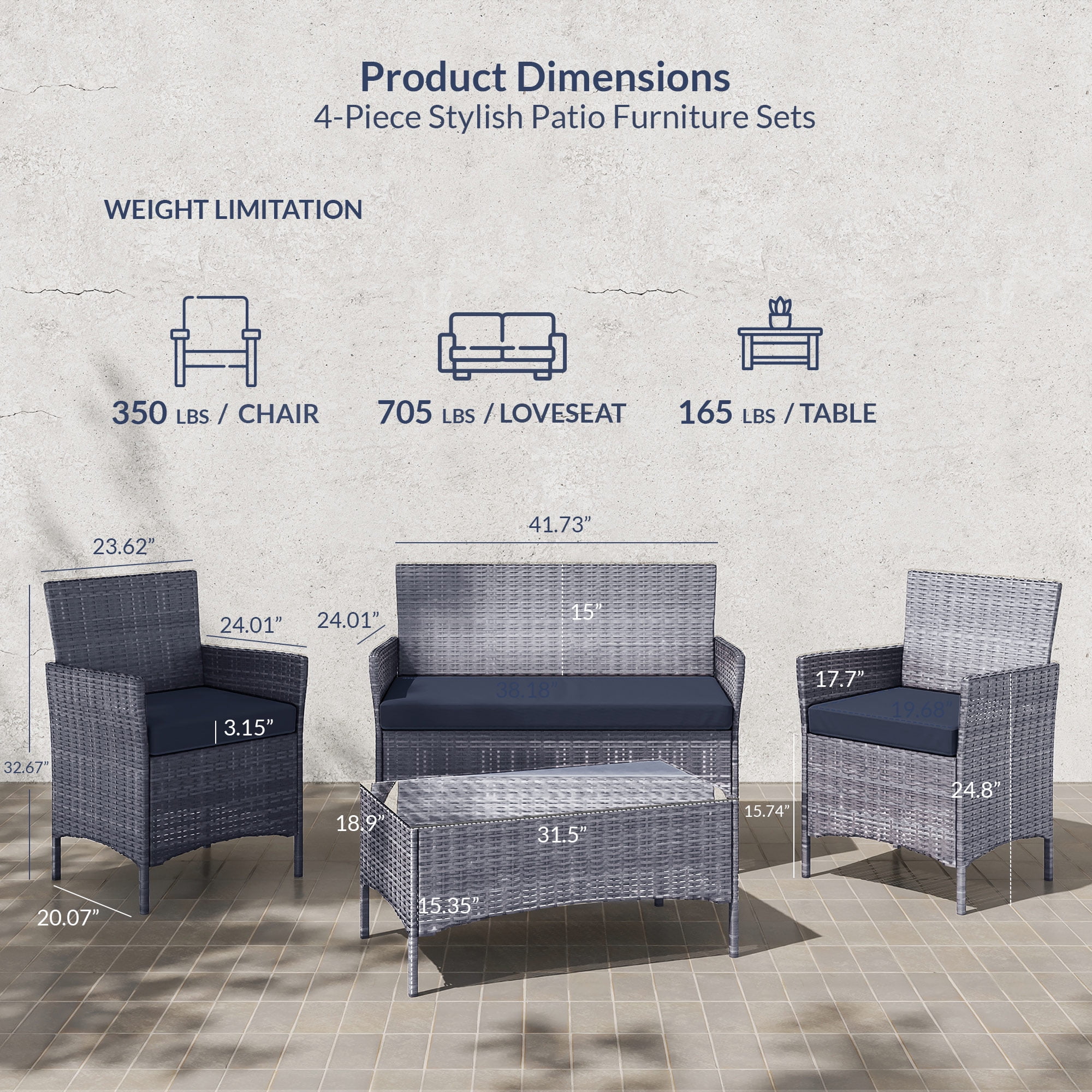 Belleze 4 piece patio set deals