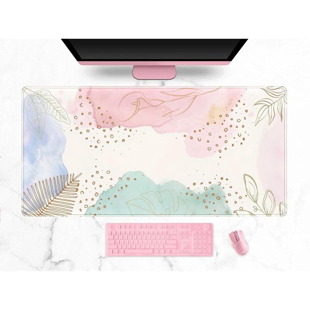 Boho Pastel Painting Mouse Pads, Abstract Mousepad XXL,Extended Mouse Pad for Keyboard & Wireless Mouse,Cute Large Desk Protector Mat Full Desk Gaming Mice Pad for Office Home 31.5x15.75 in
