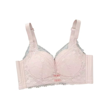 Bigersell Women Sports Bra Upgrade Women s Comfortable Breathable Push up Bras Soft Cup Bra Thin Cotton No Underwire Breathable Bow Shoulder Strap Balconette Bra Style F-500 Pinks L