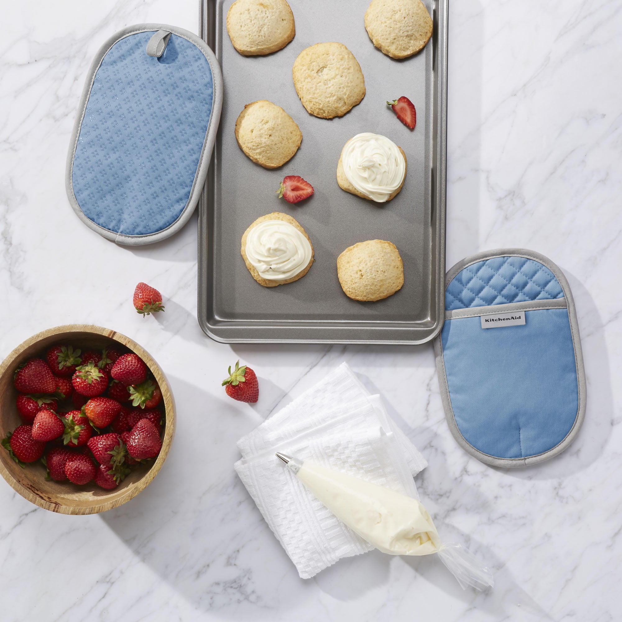 KitchenAid Asteroid Pot Holder 2-Pack Set, Blue Velvet, 6.5"x10"