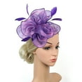 thumbnail image 4 of Vintage Veil Fascinator Hair Clip Headband for Women, Tea Party Wedding Guest Hair Accessory, Retro Cocktail Bridal Shower Hairpiece, 1pc - Purple, 4 of 8